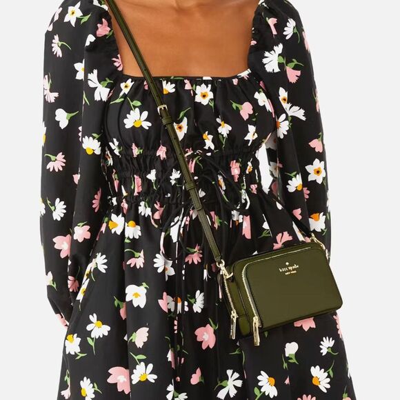 New Kate Spade Staci Dual Zip Around Crossbody Seaweed - Picture 3 of 5